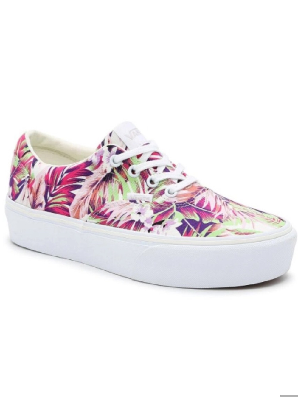 VANS Women’s Paradise Floral Pink Print Doheny Platform Canvas Sneakers